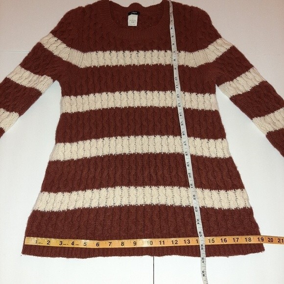J.Crew Sweater 100% Merino Wool Chunky Cable Knit Wide Stripes Size S - Picture 7 of 13